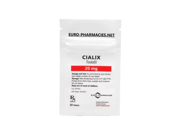 Cialix (Tadafil) - 20mg/tab -50 tab/bag - Euro Pharmacies - USA Domestic